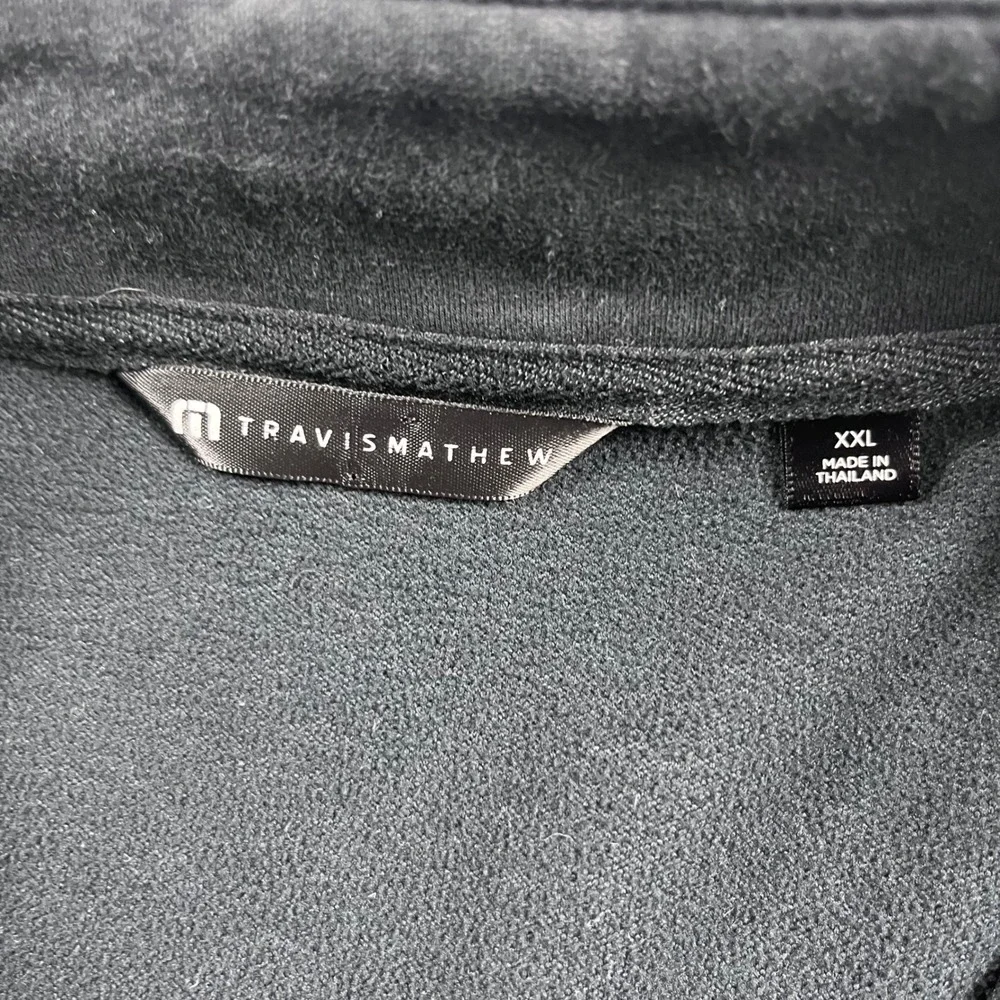 TravisMathew Mens XXL Black Quarter Zip Fleece Pullover Golf Sweatshirt‎